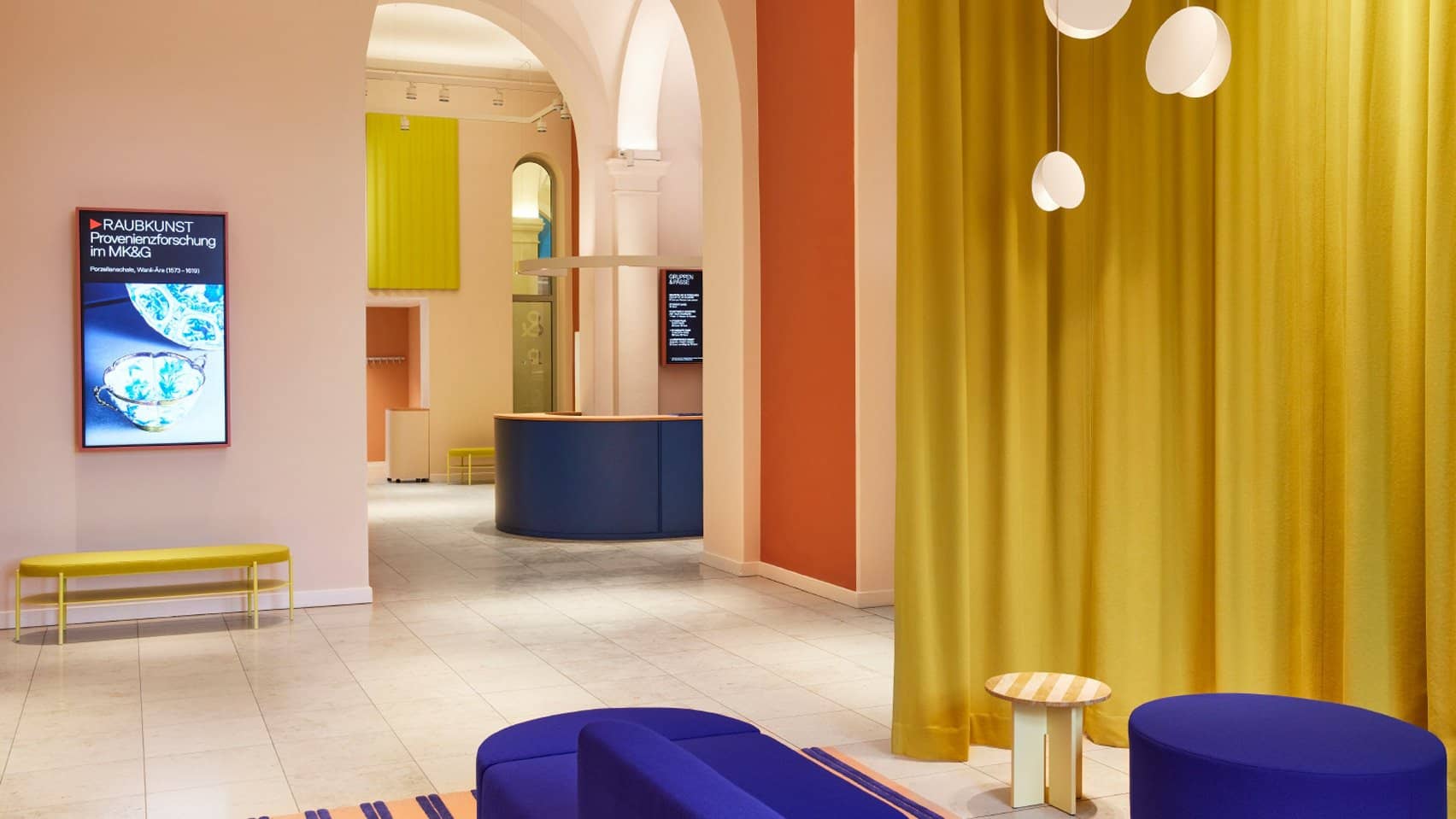 Studio Besau-Marguerre designs colour-block foyer for Hamburg's MK&G museum