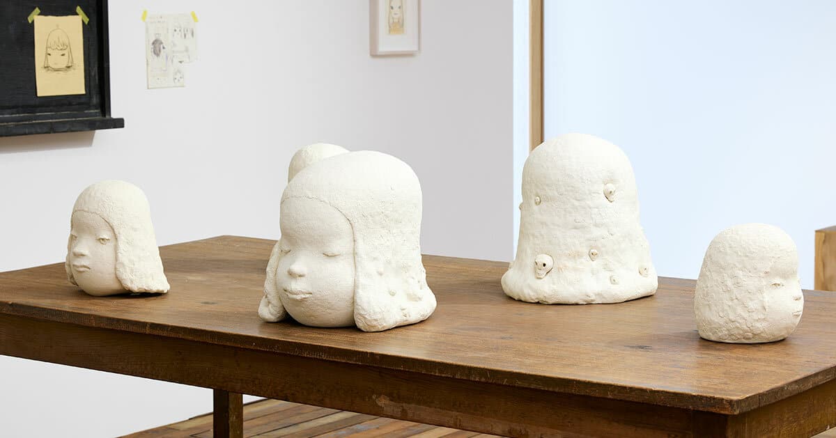 yoshimoto nara’s childlike characters take ceramic forms at pace gallery exhibition in seoul