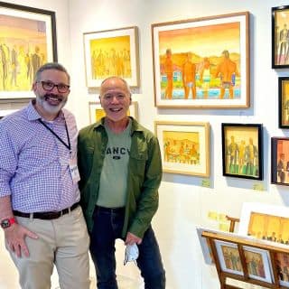 Congratulations gayhashi !
So excited to see Mountain View find its new home in Palm Springs, CA ! Great seeing you and catching up and so happy that the artwork spoke to you so .
#superfinela #artistsoninstagram #watercolor #fashionexpressionism #palmspringslife #mountainview#superfineartfair
