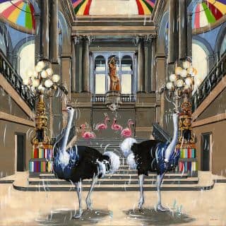 Royal Palace Brussels 40x40 inches. #nathanneven #ostrich #palaisroyaldebruxelles #palaisroyal #royalpalace #belgium #belgique #bruxelles #animal #wildlife #interior #palaceinteriors #flamingo #affordableartfair #affordableartfairbrussels #affordableart #signetcontemporaryart #chelsea #chelsealondon #kingsroadchelsea #artinlondon #artistinireland #artsy #artcollector #decor #surrealart