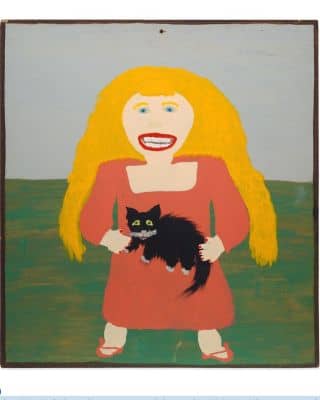 J. T. “Jake” McCord
Untitled (blond woman with cat), 1991, oil on wood, 48 x 44 inches

A great selection of his work shrine.nyc