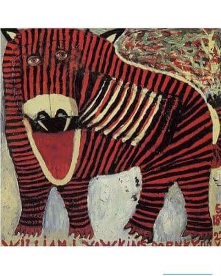 William Hawkins (1895-1990)
“Tasmanian Tiger 3” 1989
Oil and Mixed Media on Plywood 48”x48” Collection of the Columbus Museum of Art columbusmuseum
Photo of William Hawkins by Frank Maresca
Please Share this. Thanks.